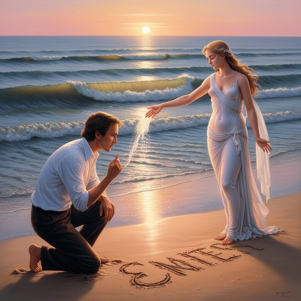 Questions and answers on the poem One day I wrote her name